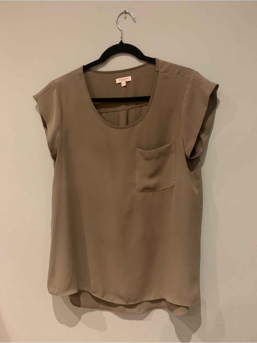 Essentials Olive Short-Sleeve Pocket Blouse